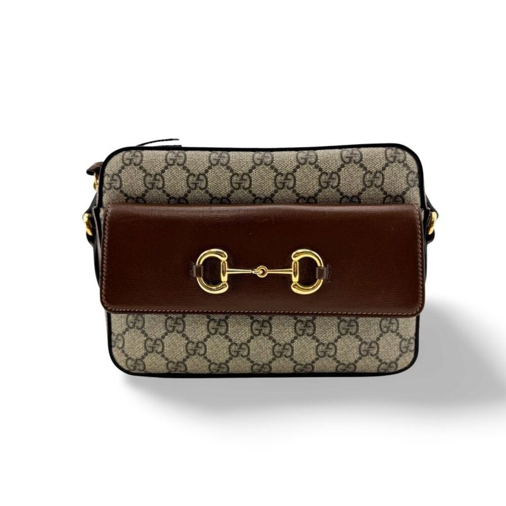 Gucci Horsebit 1955 Camera Gg Coated Canvas With Leather Beige Canvas Handbag
